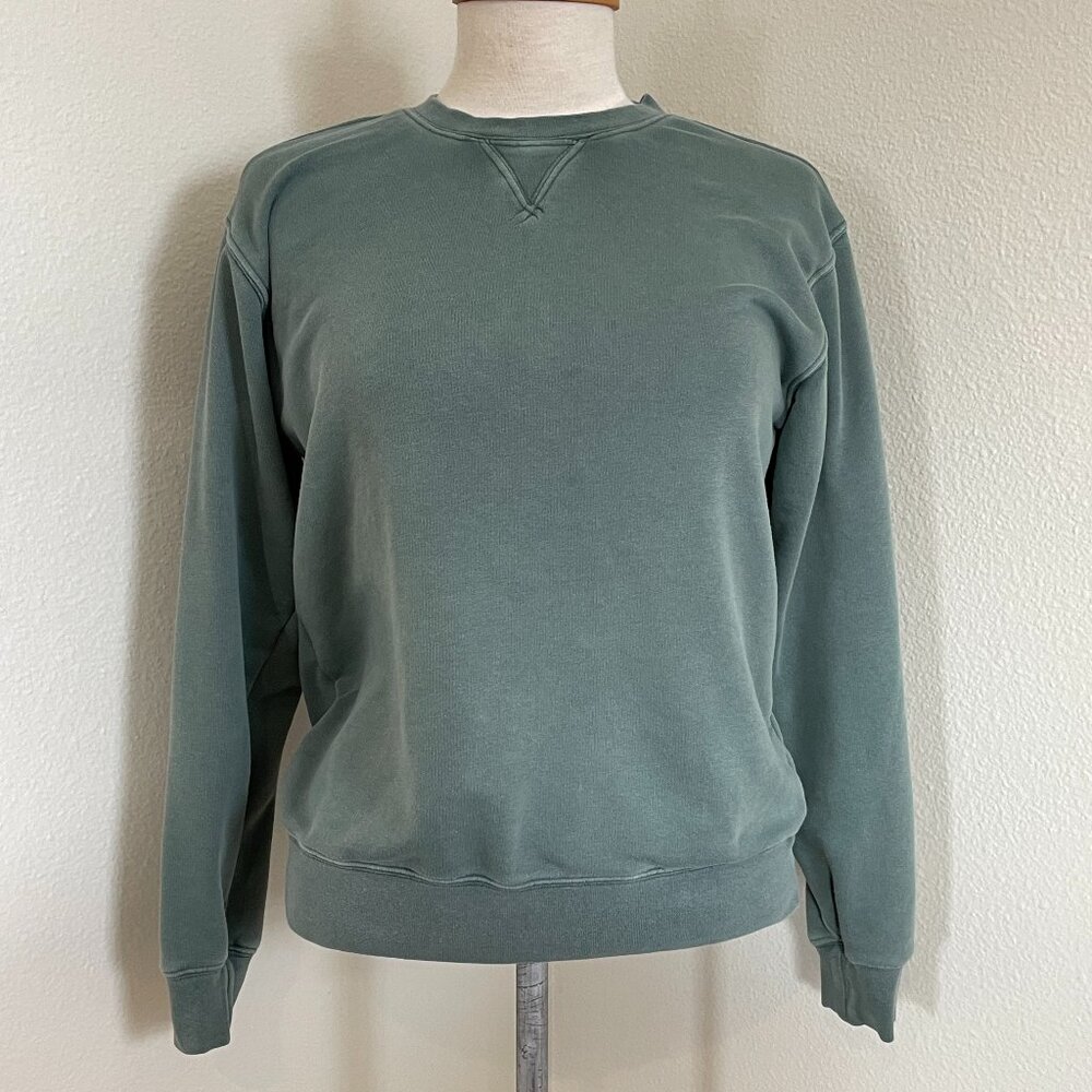 Aritzia TNA THE PERFECT CREW LIGHT Sweater Sweatshirt GD DARK SPRUCE Green XS